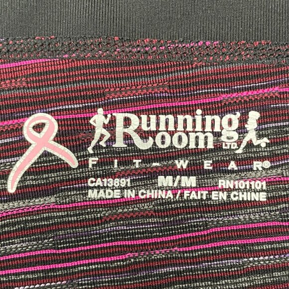 Running Room Fit-Wear Striped Crop Capri Length Leggings Pink Purp Blk Gray Sz M - Picture 10 of 13